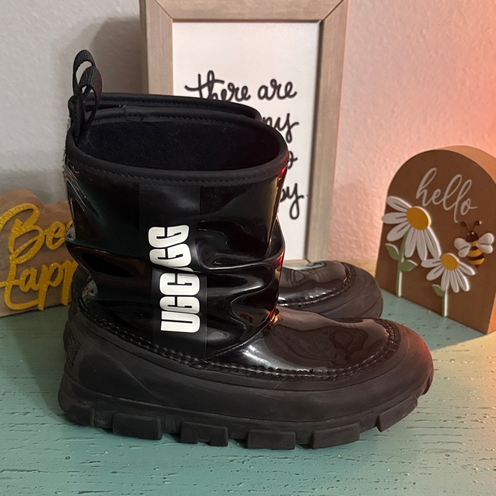 UGG Glossy Black Ankle Boots
